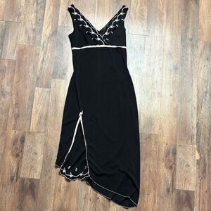 Y2K Rampage Black Asymmetrical Dress with White Trim